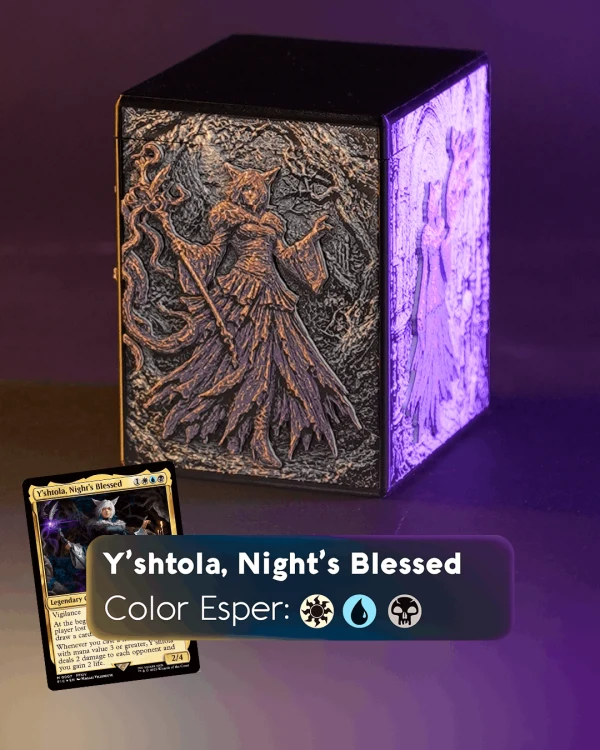 Deckbox MTG de Y’shtola, Night’s Blessed · acabado Esper · vista 1